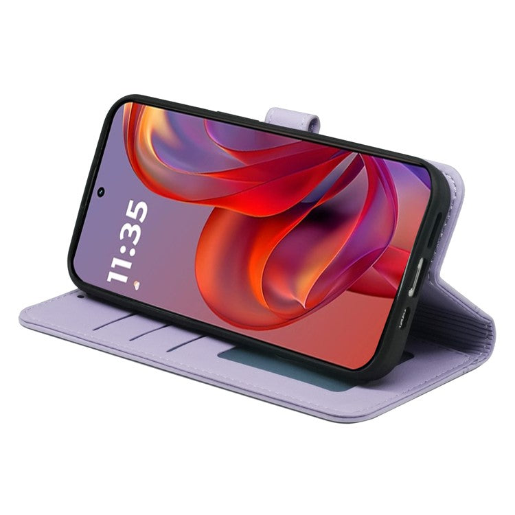 For Motorola Edge 50 Neo 5G / Moto S50 5G / Thinkphone 25 5G Wallet Case Magnetic Snap Leather Phone Cover with Strap - Purple