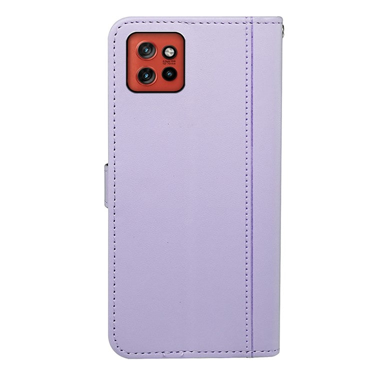 For Motorola Edge 50 Neo 5G / Moto S50 5G / Thinkphone 25 5G Wallet Case Magnetic Snap Leather Phone Cover with Strap - Purple