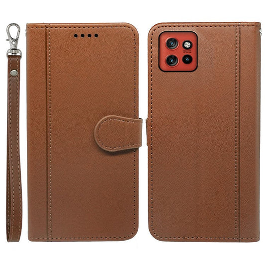 For Motorola Edge 50 Neo 5G / Moto S50 5G / Thinkphone 25 5G Wallet Case Magnetic Snap Leather Phone Cover with Strap - Brown