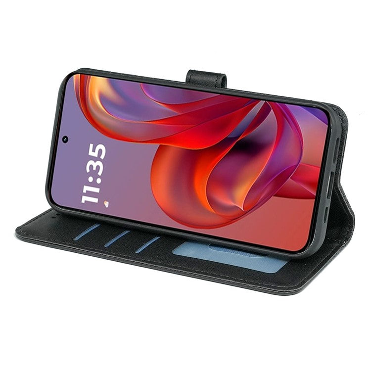 For Motorola Edge 50 Neo 5G / Moto S50 5G / Thinkphone 25 5G Wallet Phone Case Pattern Imprint Leather Flip Cover - Black