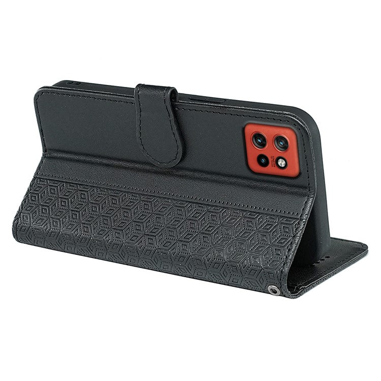 For Motorola Edge 50 Neo 5G / Moto S50 5G / Thinkphone 25 5G Wallet Phone Case Pattern Imprint Leather Flip Cover - Black