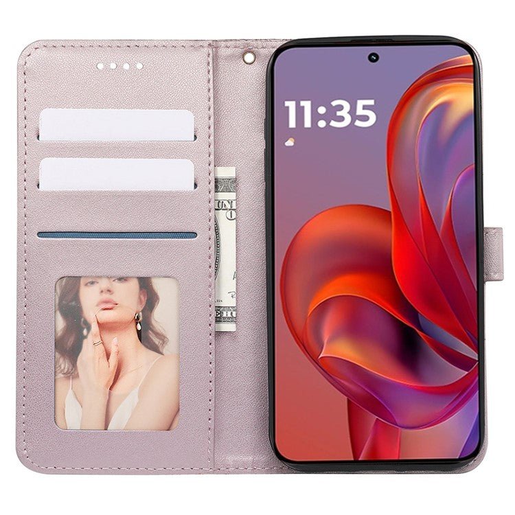 For Motorola Edge 50 Neo 5G / Moto S50 5G / Thinkphone 25 5G Wallet Phone Case Pattern Imprint Leather Flip Cover - Rose Gold