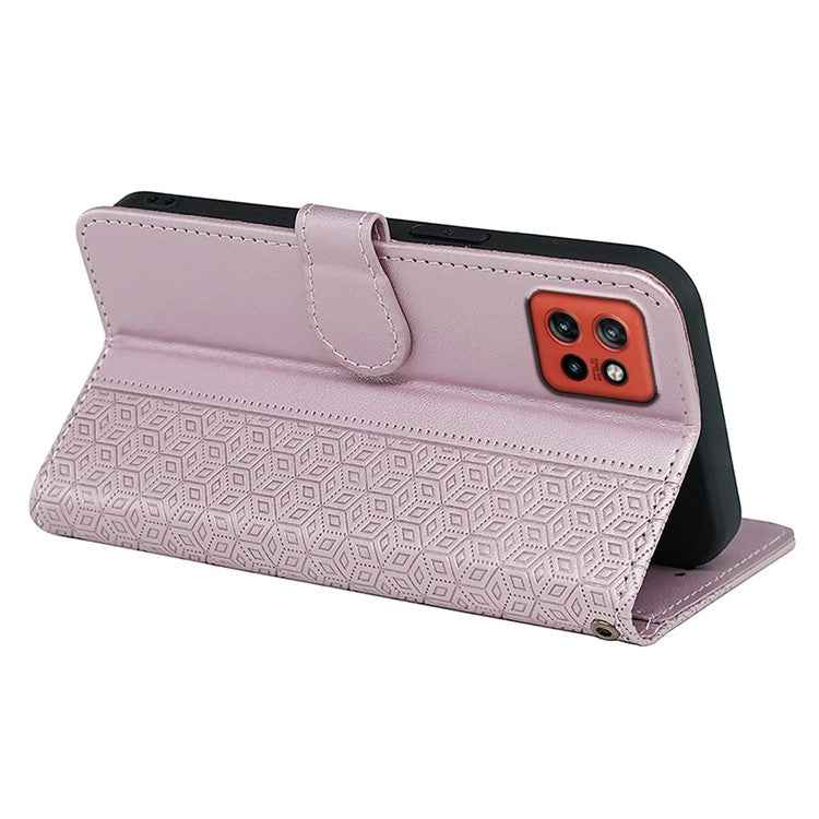 For Motorola Edge 50 Neo 5G / Moto S50 5G / Thinkphone 25 5G Wallet Phone Case Pattern Imprint Leather Flip Cover - Rose Gold