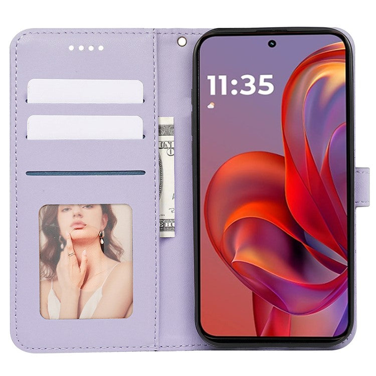 For Motorola Edge 50 Neo 5G / Moto S50 5G / Thinkphone 25 5G Wallet Phone Case Pattern Imprint Leather Flip Cover - Purple