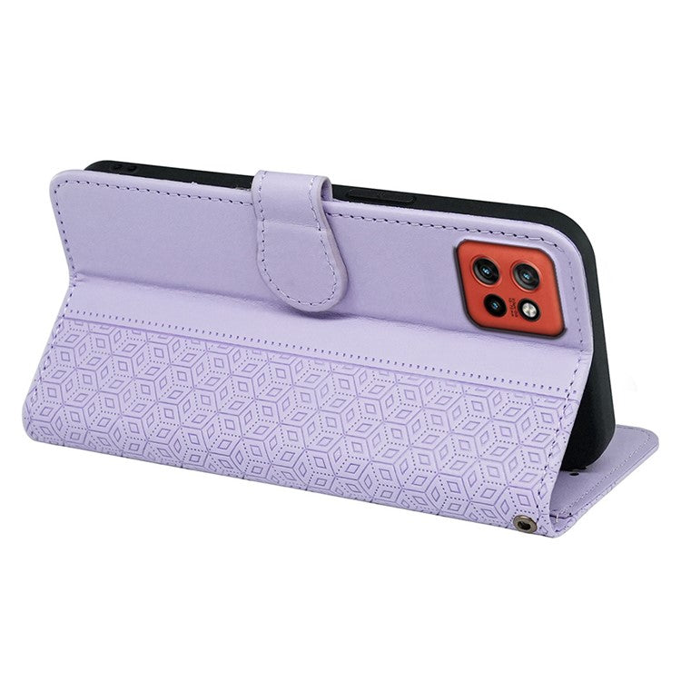 For Motorola Edge 50 Neo 5G / Moto S50 5G / Thinkphone 25 5G Wallet Phone Case Pattern Imprint Leather Flip Cover - Purple