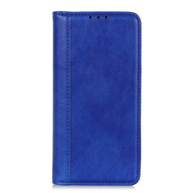 For Motorola Edge 30 Neo 5G Magnetic Auto-absorbed Split Leather Stand Flip Cover TPU Shockproof Interior Litchi Texture Wallet Phone Case - Blue