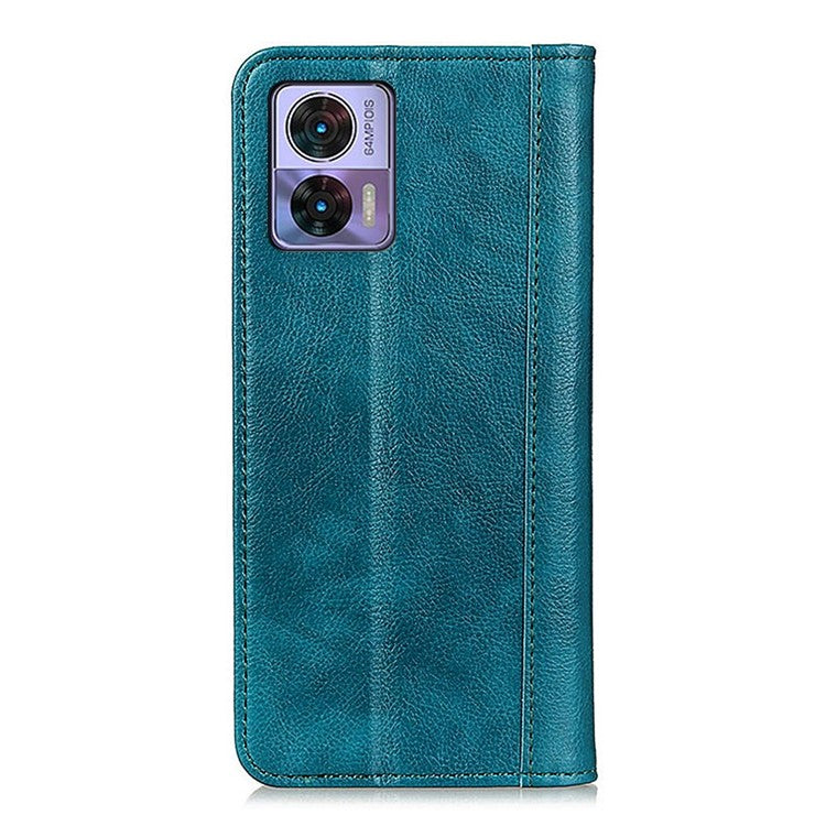 For Motorola Edge 30 Neo 5G Magnetic Auto-absorbed Split Leather Stand Flip Cover TPU Shockproof Interior Litchi Texture Wallet Phone Case - Green