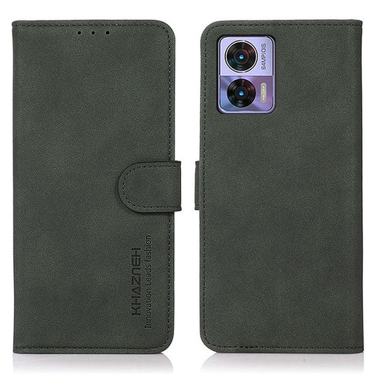 KHAZNEH For Motorola Edge 30 Neo 5G Wallet Phone Case Full Covering Textured PU Leather Folio Book Case Stand Anti-Drop Phone Cover - Green