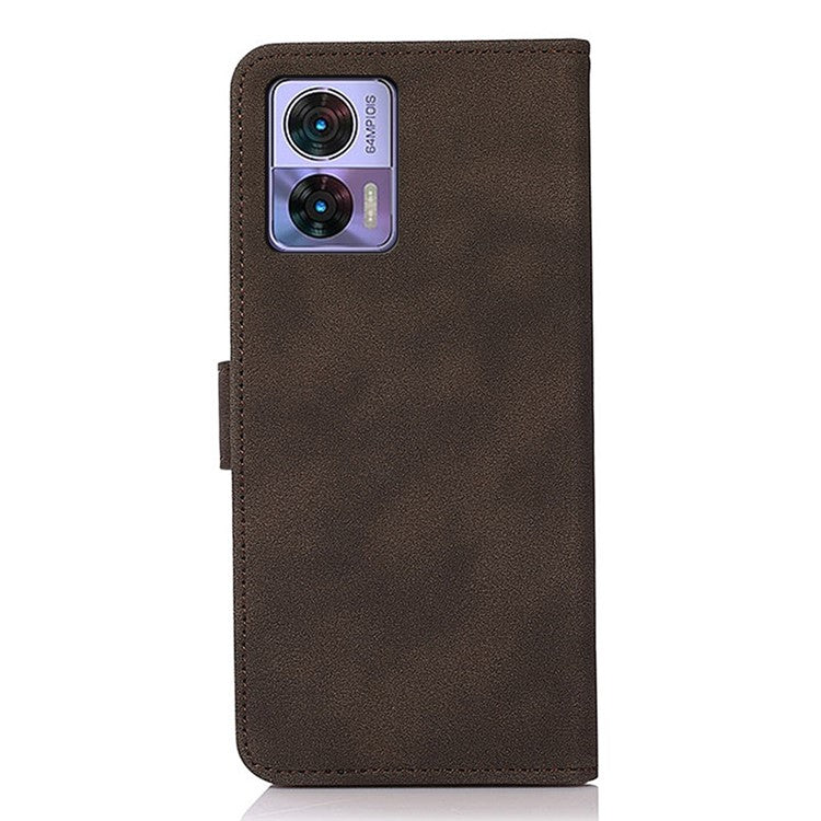KHAZNEH For Motorola Edge 30 Neo 5G Wallet Phone Case Full Covering Textured PU Leather Folio Book Case Stand Anti-Drop Phone Cover - Brown