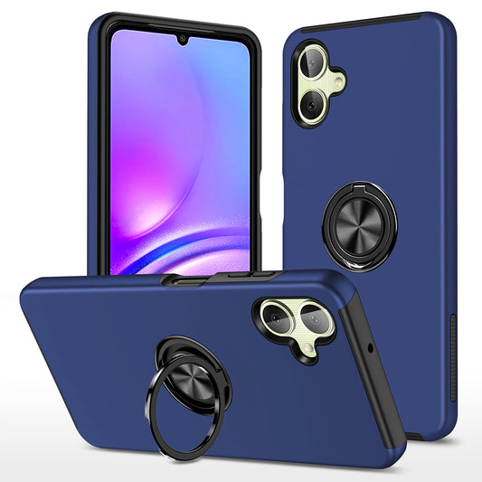 For Samsung Galaxy A06 Case PC+TPU Phone Cover with Rotatable Ring Holder - Blue