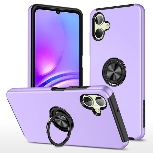 For Samsung Galaxy A06 Case PC+TPU Phone Cover with Rotatable Ring Holder - Purple