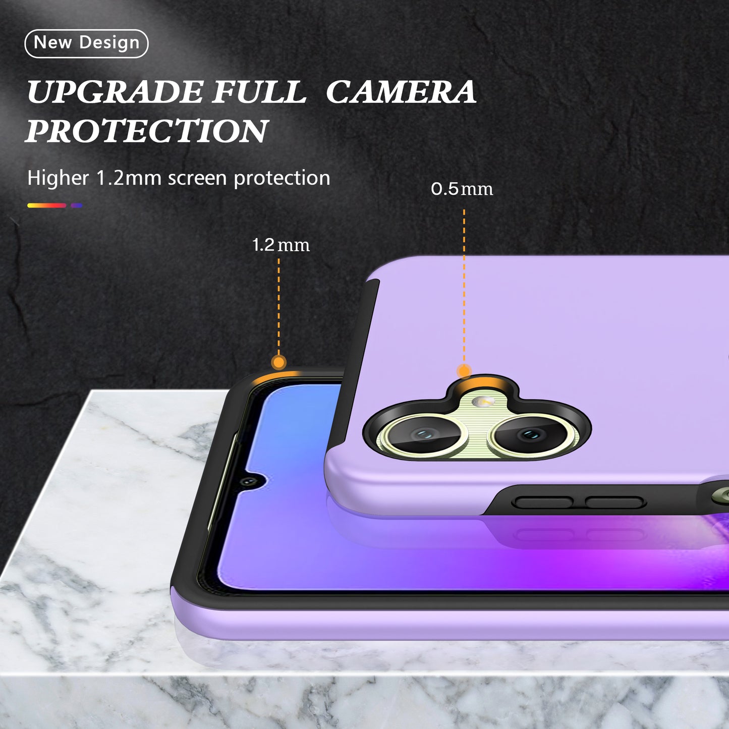 For Samsung Galaxy A06 Case PC+TPU Phone Cover with Rotatable Ring Holder - Purple