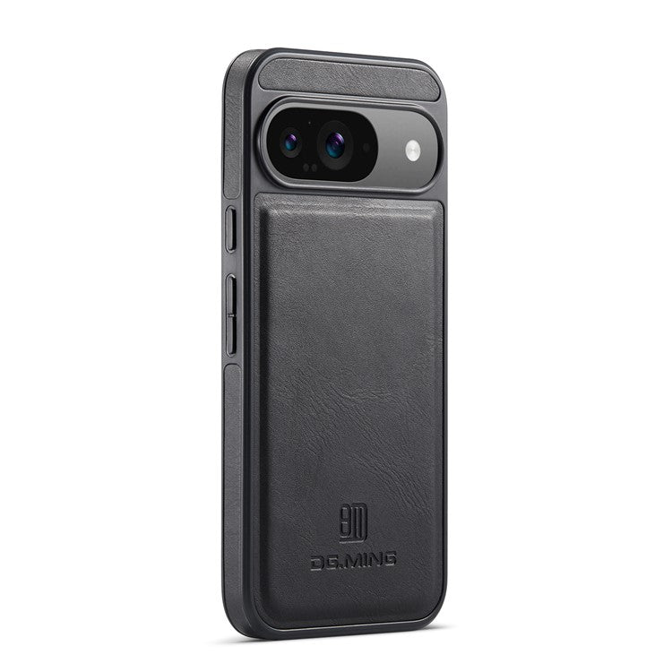 DG.MING For Google Pixel 9 Pro  /  Pixel 9 Case Anti-Drop Leather Coated PC+TPU Phone Back Cover - Black
