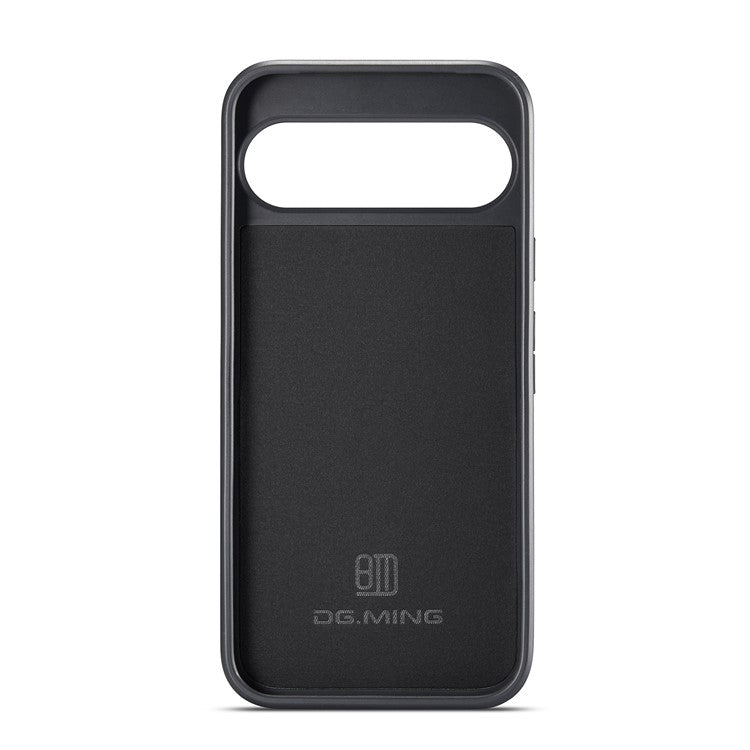 DG.MING For Google Pixel 9 Pro XL Case Anti-Drop Leather Coated PC+TPU Phone Back Cover - Coffee