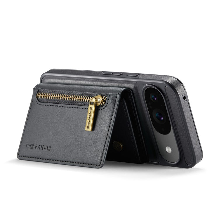 DG.MING M5 Series For Google Pixel 9 Pro  /  Pixel 9 Case Detachable Magnetic Leather Phone Cover with Card Slots - Black