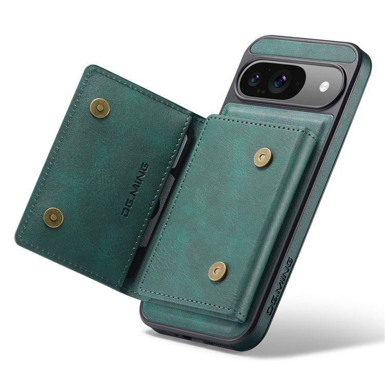 DG.MING M5 Series For Google Pixel 9 Pro  /  Pixel 9 Case Detachable Magnetic Leather Phone Cover with Card Slots - Green