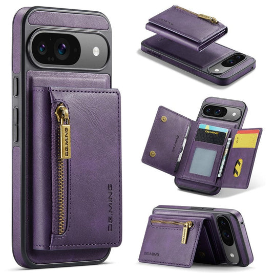 DG.MING M5 Series For Google Pixel 9 Pro  /  Pixel 9 Case Detachable Magnetic Leather Phone Cover with Card Slots - Purple