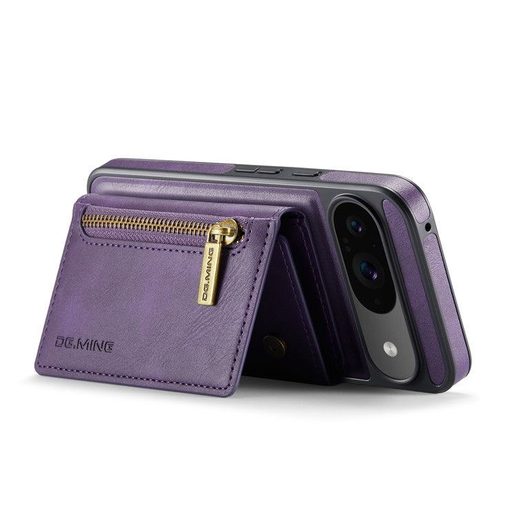 DG.MING M5 Series For Google Pixel 9 Pro  /  Pixel 9 Case Detachable Magnetic Leather Phone Cover with Card Slots - Purple