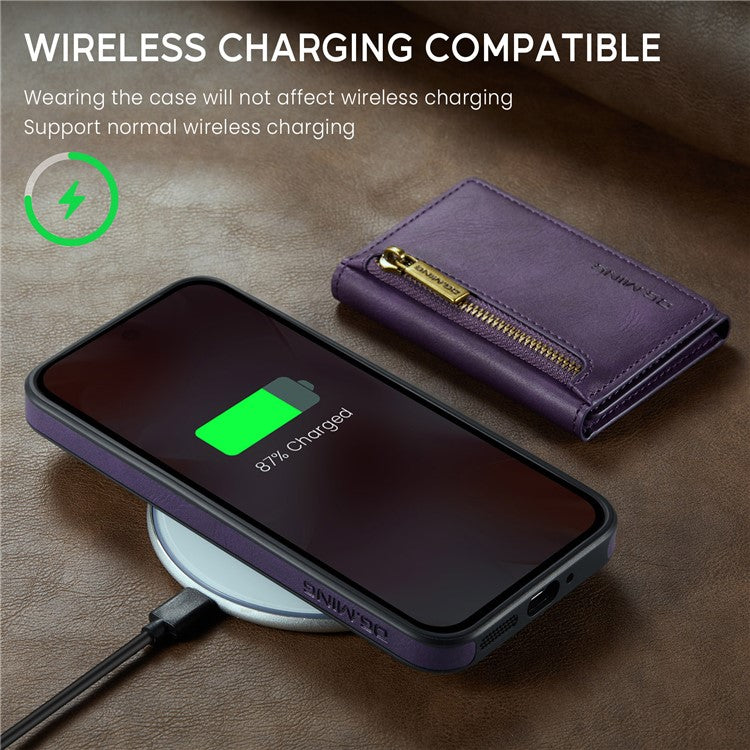 DG.MING M5 Series For Google Pixel 9 Pro  /  Pixel 9 Case Detachable Magnetic Leather Phone Cover with Card Slots - Purple