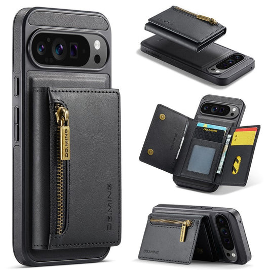 DG.MING M5 Series For Google Pixel 9 Pro XL Case Detachable Magnetic Leather Phone Cover with Card Slots - Black