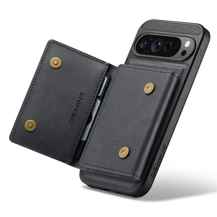 DG.MING M5 Series For Google Pixel 9 Pro XL Case Detachable Magnetic Leather Phone Cover with Card Slots - Black