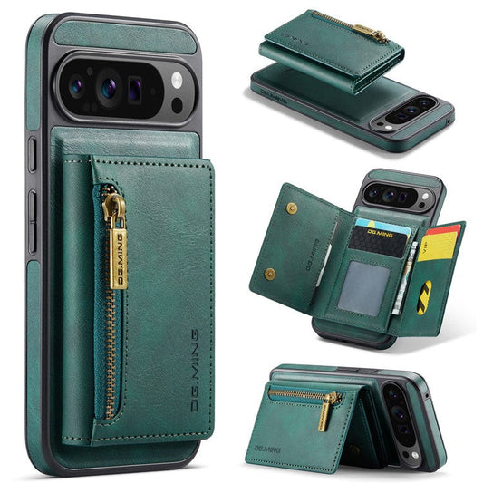 DG.MING M5 Series For Google Pixel 9 Pro XL Case Detachable Magnetic Leather Phone Cover with Card Slots - Green