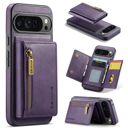 DG.MING M5 Series For Google Pixel 9 Pro XL Case Detachable Magnetic Leather Phone Cover with Card Slots - Purple