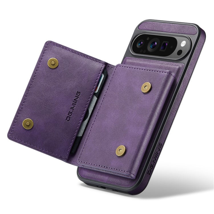 DG.MING M5 Series For Google Pixel 9 Pro XL Case Detachable Magnetic Leather Phone Cover with Card Slots - Purple