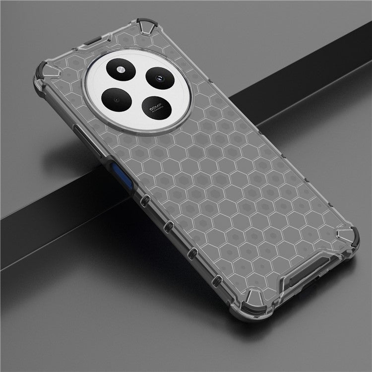 For Xiaomi Poco C75 4G / Redmi 14R 5G / 14C 4G Case PC+TPU Phone Cover Honeycomb Shape - Black