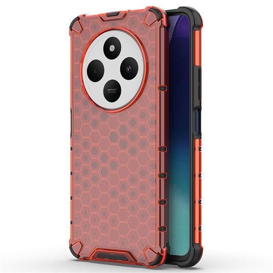 For Xiaomi Poco C75 4G / Redmi 14R 5G / 14C 4G Case PC+TPU Phone Cover Honeycomb Shape - Red