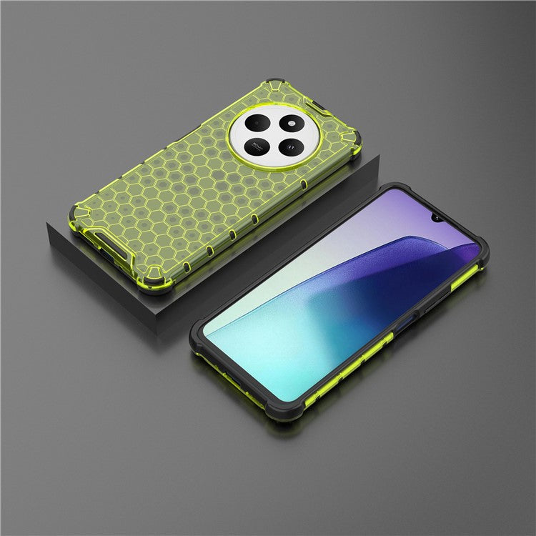 For Xiaomi Poco C75 4G / Redmi 14R 5G / 14C 4G Case PC+TPU Phone Cover Honeycomb Shape - Green