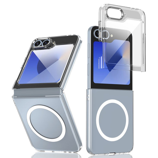 GKK For Samsung Galaxy Z Flip7 FE 5G / Z Flip6 5G Case Hard PC Clear Phone Cover with Screen Film - Silver