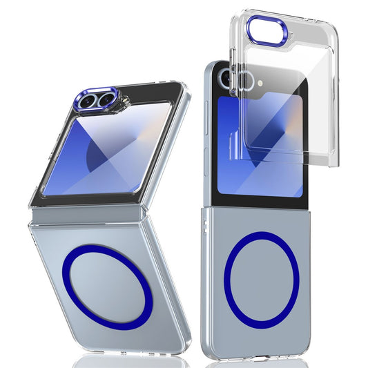 GKK For Samsung Galaxy Z Flip7 FE 5G / Z Flip6 5G Case Hard PC Clear Phone Cover with Screen Film - Sapphire