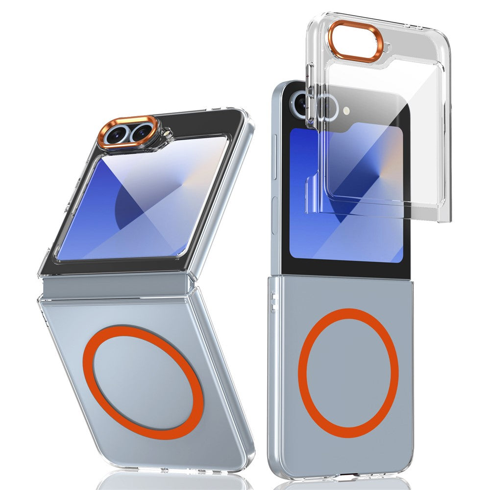 GKK For Samsung Galaxy Z Flip7 FE 5G / Z Flip6 5G Case Hard PC Clear Phone Cover with Screen Film - Orange