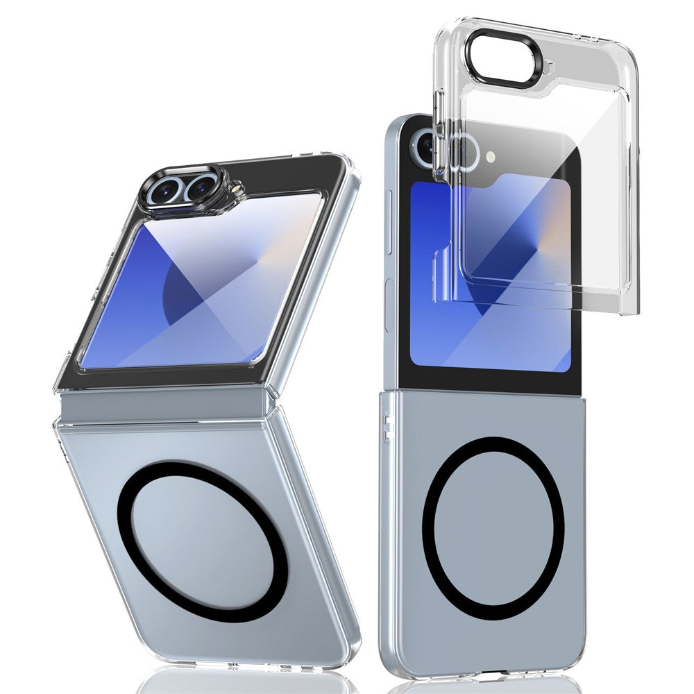 GKK For Samsung Galaxy Z Flip7 FE 5G / Z Flip6 5G Case Hard PC Clear Phone Cover with Screen Film - Black