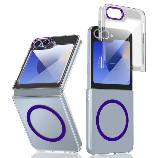 GKK For Samsung Galaxy Z Flip7 FE 5G / Z Flip6 5G Case Hard PC Clear Phone Cover with Screen Film - Purple
