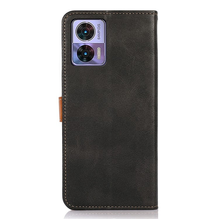KHAZNEH For Motorola Edge 30 Neo 5G Shockproof Case Golden Magnetic Buckle Wallet Phone Case PU Leather Stand Protective Cover - Black