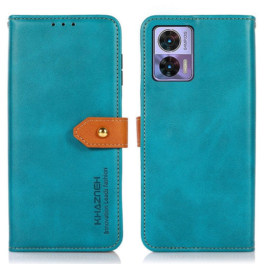 KHAZNEH For Motorola Edge 30 Neo 5G Shockproof Case Golden Magnetic Buckle Wallet Phone Case PU Leather Stand Protective Cover - Blue