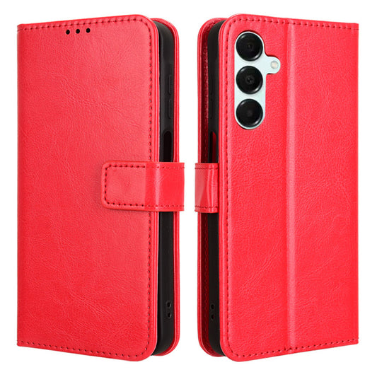 For Samsung Galaxy A16 5G / A16 4G Case Crazy Horse Texture PU Leather Phone Wallet Cover - Red