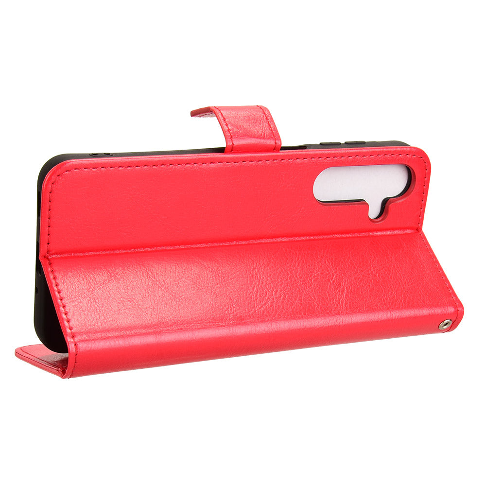 For Samsung Galaxy A16 5G / A16 4G Case Crazy Horse Texture PU Leather Phone Wallet Cover - Red