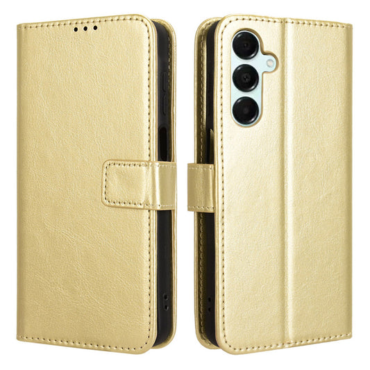 For Samsung Galaxy A16 5G / A16 4G Case Crazy Horse Texture PU Leather Phone Wallet Cover - Gold