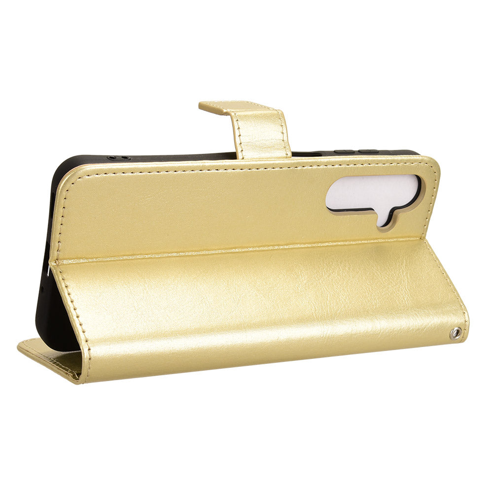 For Samsung Galaxy A16 5G / A16 4G Case Crazy Horse Texture PU Leather Phone Wallet Cover - Gold