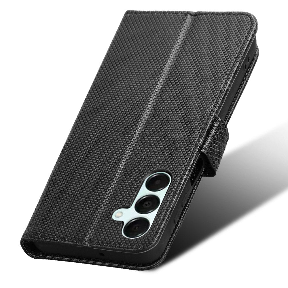 For Samsung Galaxy A16 5G / A16 4G Case PU Leather Diamond Texture Wallet Phone Cover - Black