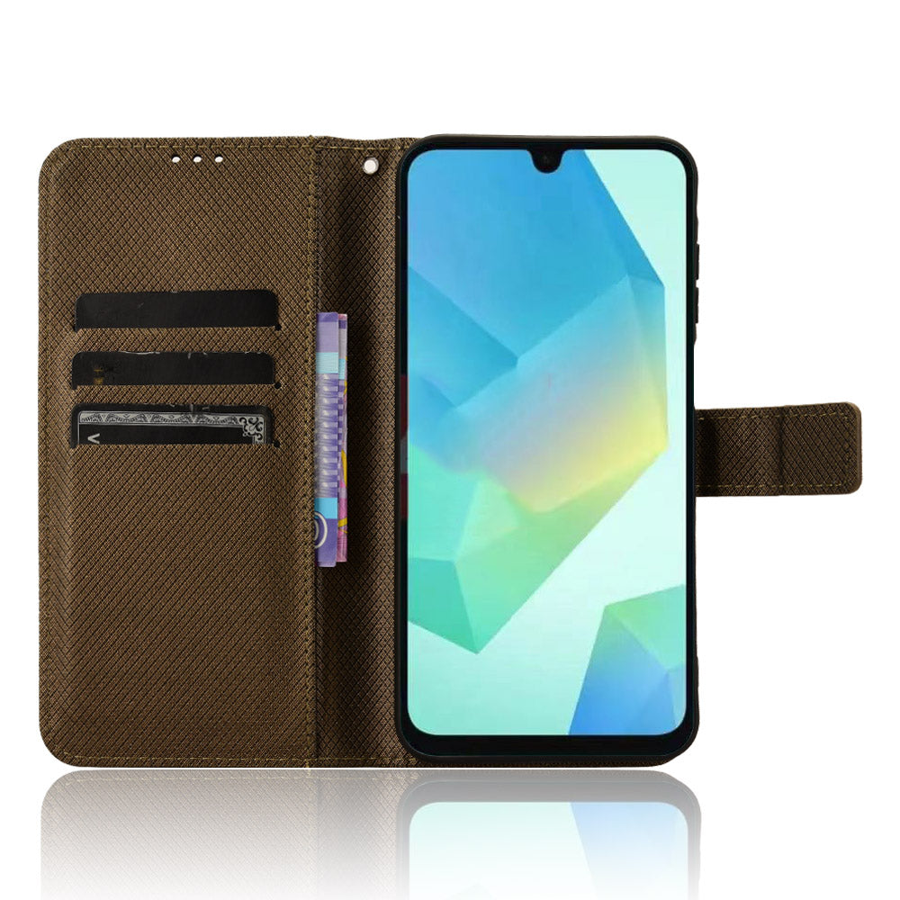 For Samsung Galaxy A16 5G / A16 4G Case PU Leather Diamond Texture Wallet Phone Cover - Brown