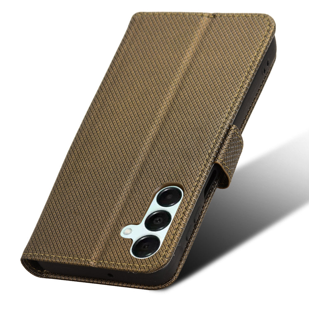 For Samsung Galaxy A16 5G / A16 4G Case PU Leather Diamond Texture Wallet Phone Cover - Brown