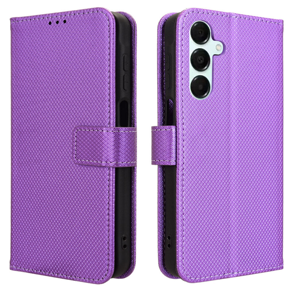 For Samsung Galaxy A16 5G / A16 4G Case PU Leather Diamond Texture Wallet Phone Cover - Purple