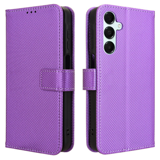 For Samsung Galaxy A16 5G / A16 4G Case PU Leather Diamond Texture Wallet Phone Cover - Purple