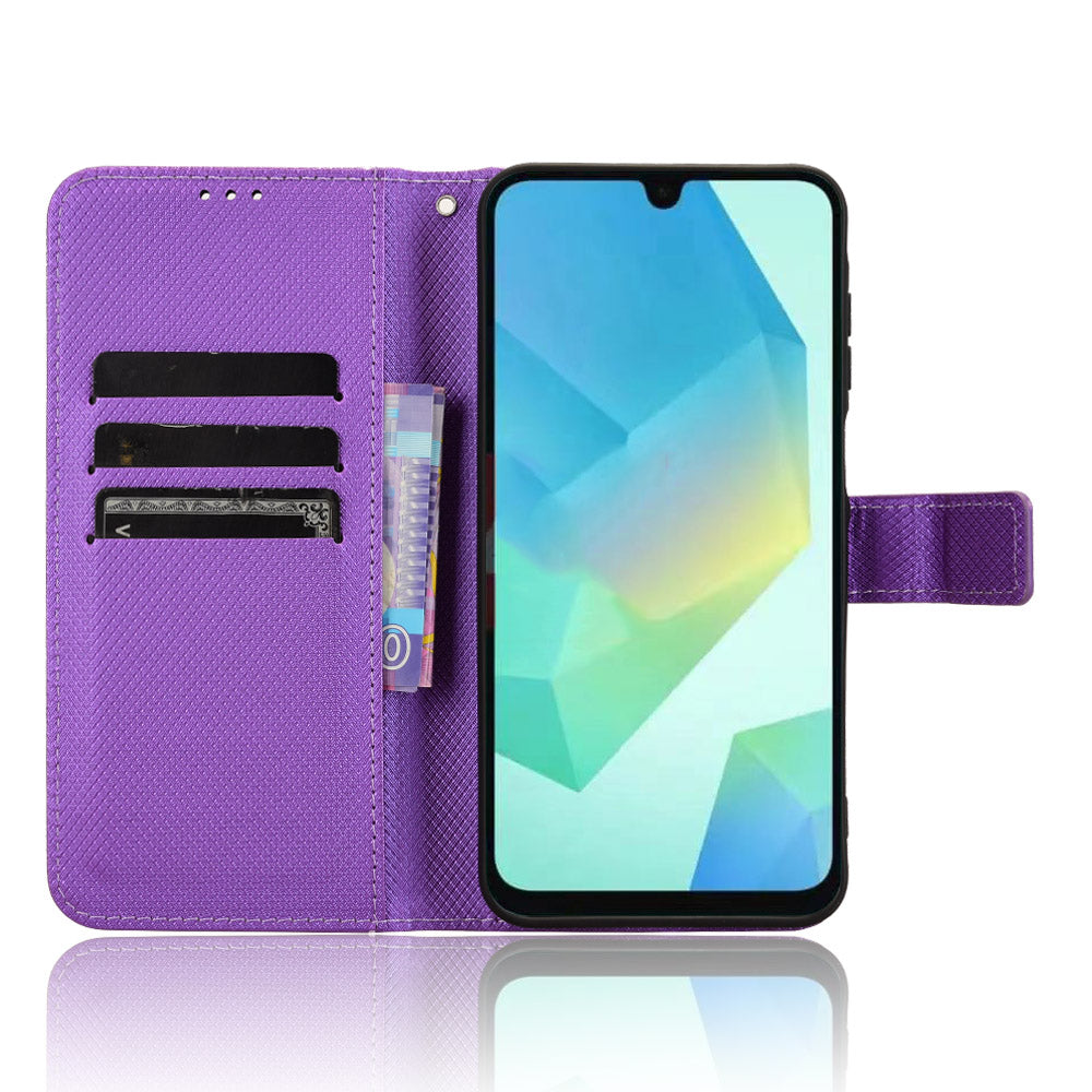 For Samsung Galaxy A16 5G / A16 4G Case PU Leather Diamond Texture Wallet Phone Cover - Purple