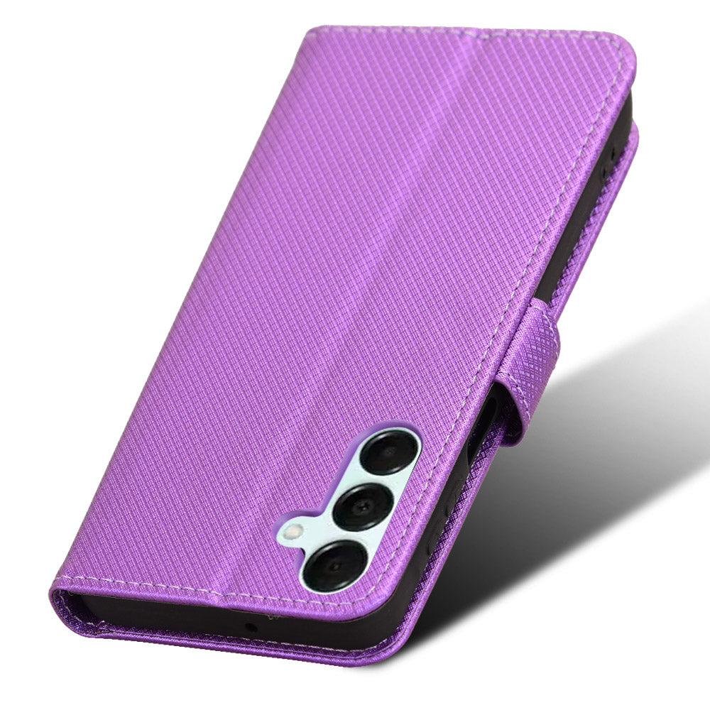 For Samsung Galaxy A16 5G / A16 4G Case PU Leather Diamond Texture Wallet Phone Cover - Purple