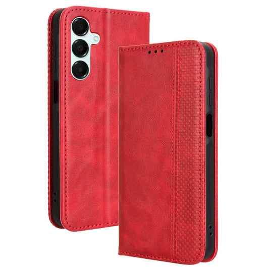 For Samsung Galaxy A16 5G / A16 4G Leather Case Wallet Stand Retro Texture Phone Cover - Red